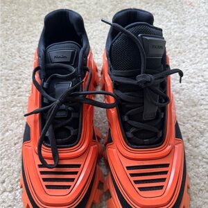 Prada Black and Orange Sneakers